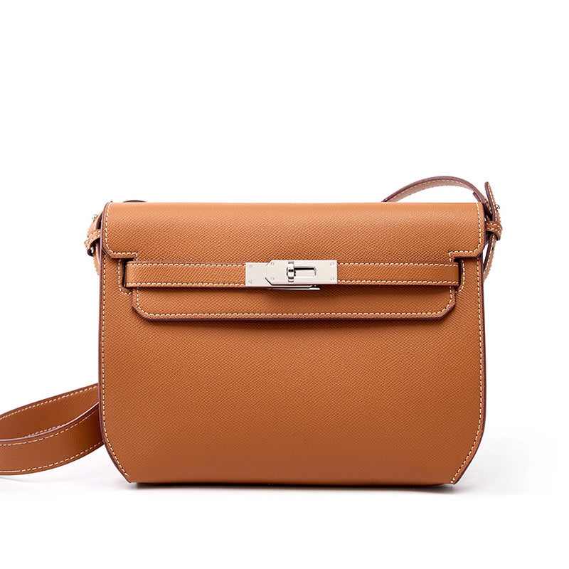 Borsa a tracolla da donna in vera pelle, colore marrone.