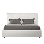 Letto matrimoniale contenitore imbottito 160x210 similpelle bianco Mika