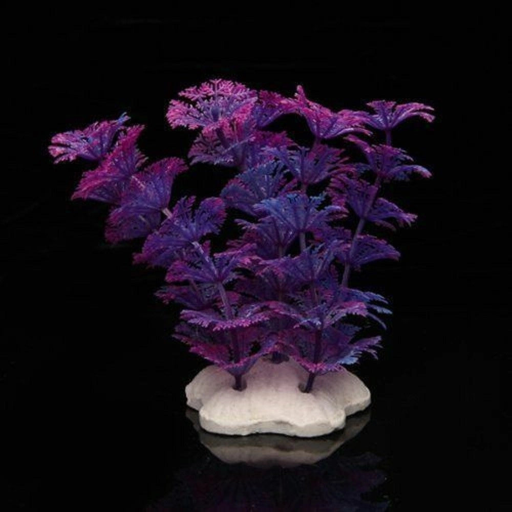 Trade Shop - Pianta 11 Cm Piantina Artificiale Per Acquario Piante Finte Plastica Viola -