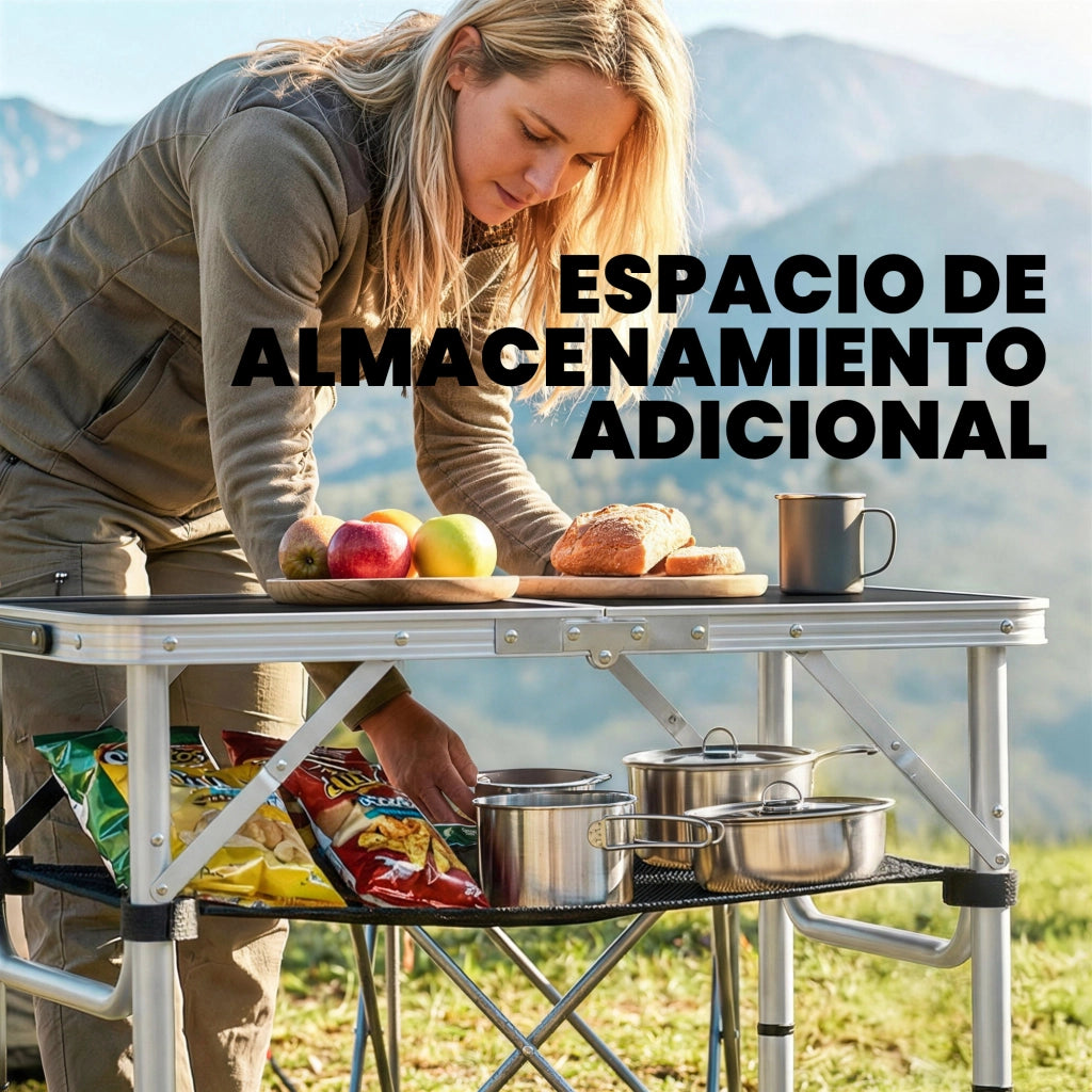 Tavolo Pieghevole Camping ¨C Zephmum ¨C Nero Aluminio 60x40x60 cm