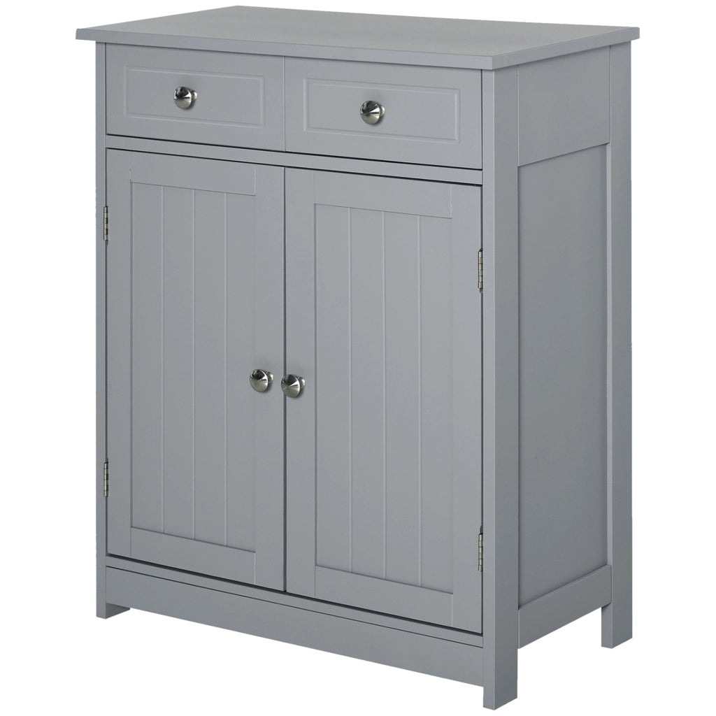 Mobile Bagno con 2 Cassetti Anta e Ripiano Regolabile ¨C Zephmum ¨C Grigio 60x30x75 cm