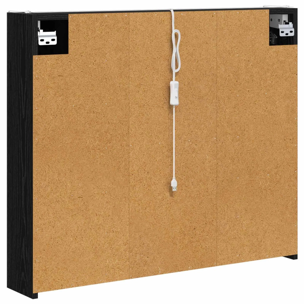 Mobiletto per specchio da bagno Rovere Nero 83,5 x 15,5 x 70 cm 889264