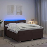 Letto con Box Spring, Materasso e LED Marrone Scuro Tessuto 3451969