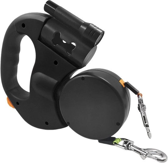 Doppie Cinture per Cani - Linee Intrecciate - Addestramento Escursioni Notturne - Con Luce LED - 3 Metri di Lunghezza - Nero