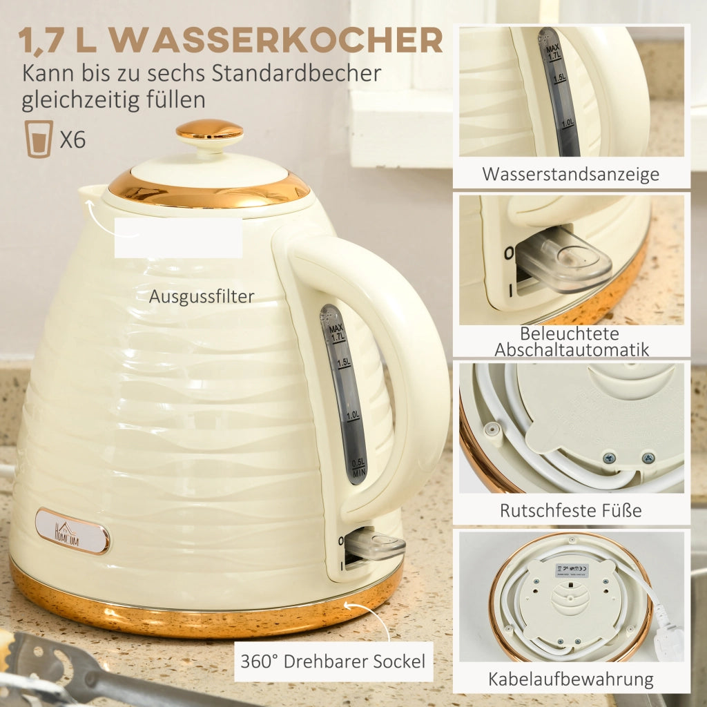 Set Tostapane e Bollitore 2in1 ¨C Xylo ¨C 7 Livelli Doratura, Scongelamento, Beige
