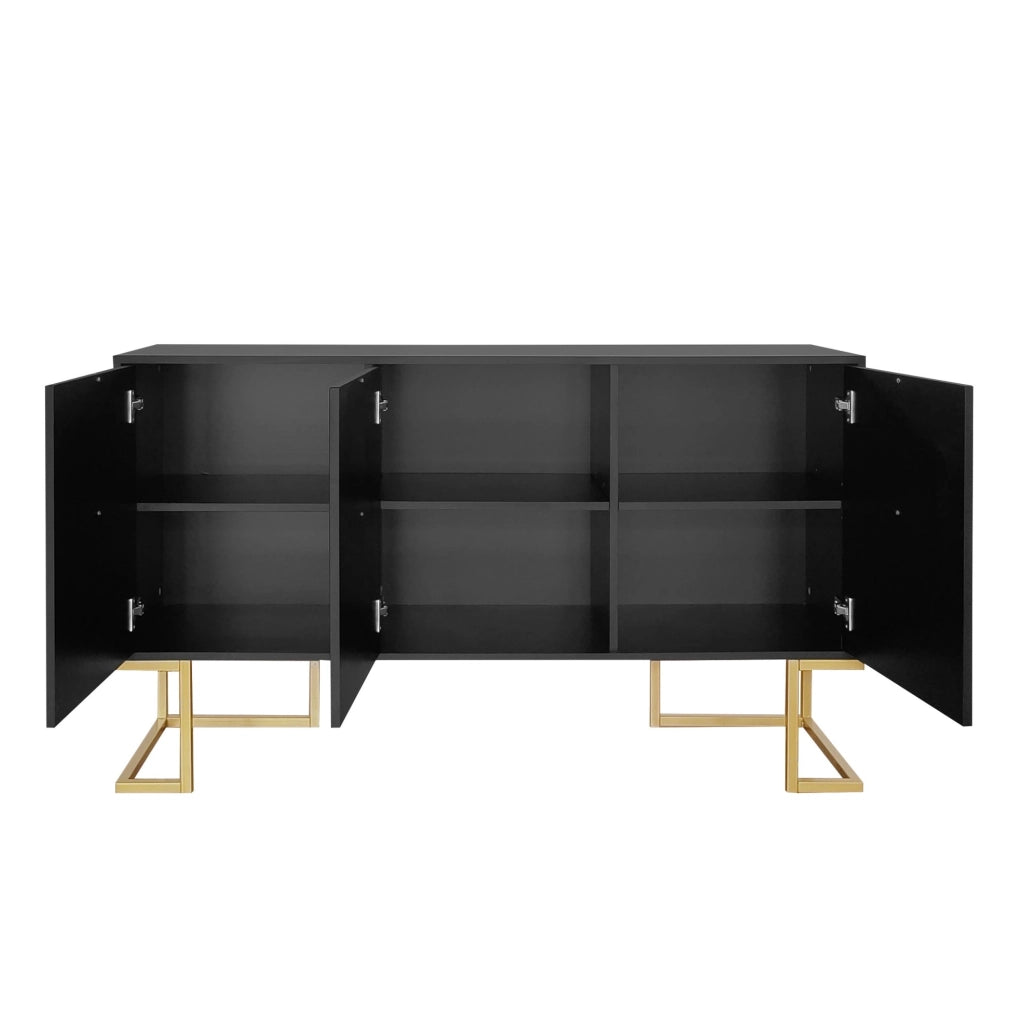 Credenza 3 ante con ripiani regolabili; MDF e pannello truciolare nero