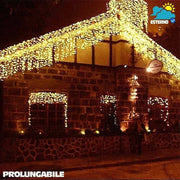Trade Shop - Tenda Cascata Luminosa Bianco Caldo 250 X 75 Cm Prolungabile Fino A 50mt 126 Led -
