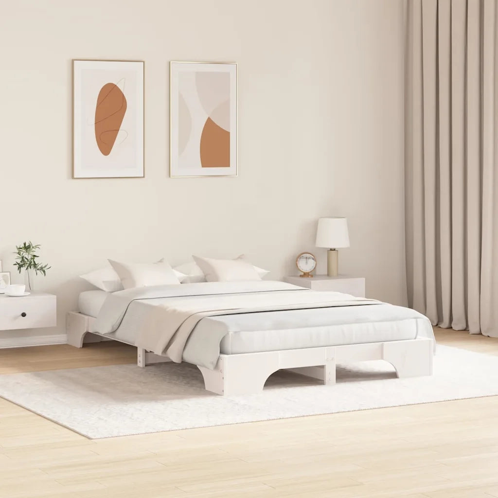 Struttura del letto Bianco 140 x 190 cm Pino massello 872867