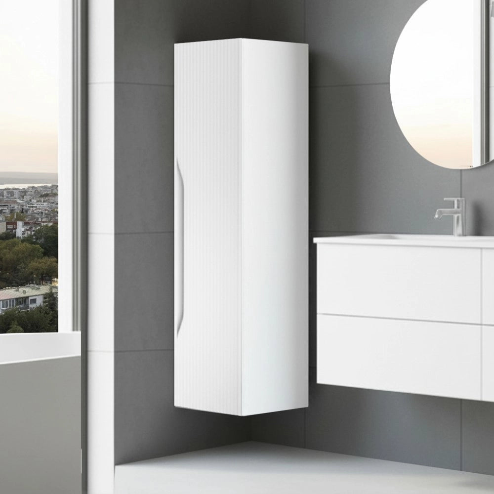 Colonna bagno sospesa Soho colore bianco opaco effetto cannettato 35x30x120H