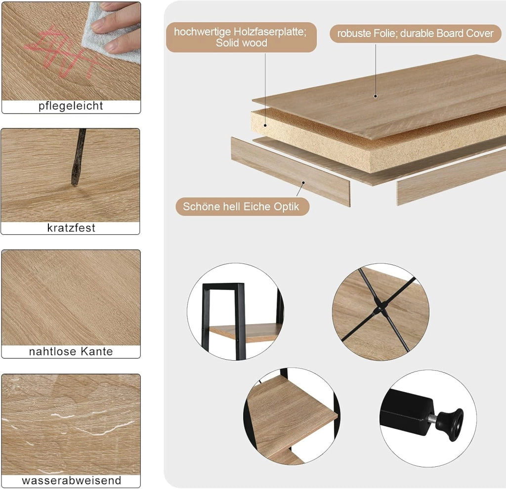 Scaffale Angolo a 4 Ripiani per Studio Ufficio Mensole in Legno Fioriera Porta Piante RGB9284hei