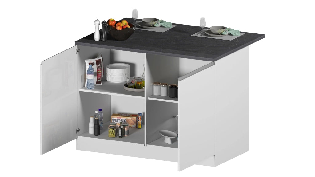 Isola Cucina SOLE 2 Ante – Bianco/Report, 125x90x90 cm, Made in Italy
