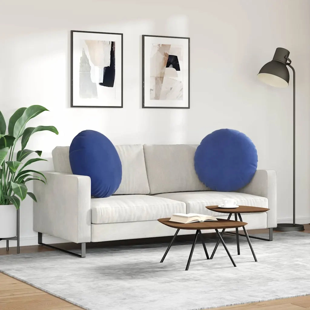 Cuscini per Seduta 2 pcs Blu Polizia Ø60 x 21 cm Velluto 42014222