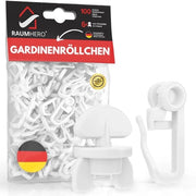 Set completo di 100 anelli per tende per traverse con 6 fermagli - 8 mm anelli per tende standard - anelli per tende per traverse - 100% Made in Germany