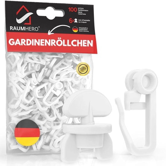Set completo di 100 anelli per tende per traverse con 6 fermagli - 8 mm anelli per tende standard - anelli per tende per traverse - 100% Made in Germany