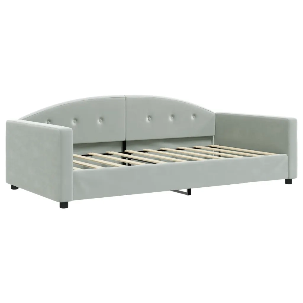 Letto da Giorno Grigio Chiaro 100x190 cm in Velluto