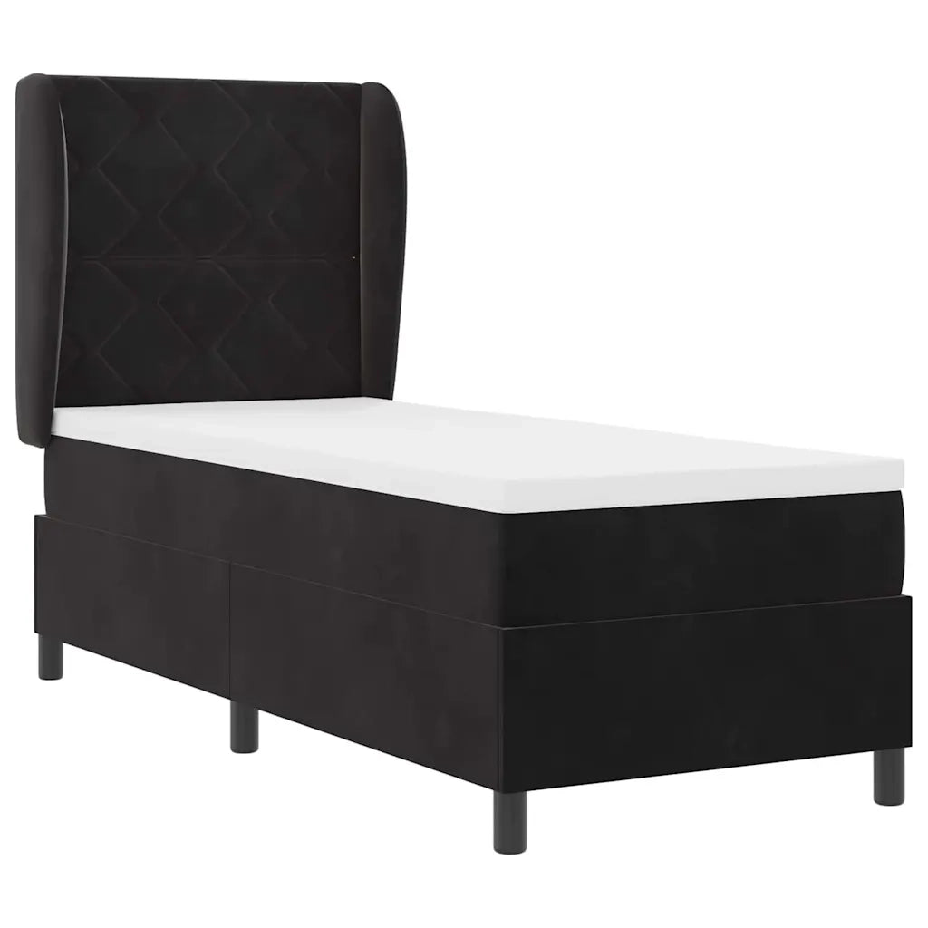 Letto a molle con materasso Nero 200 x 80 cm Poliestere 3340954
