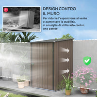 Casetta Box da Giardino Porta Attrezzi 100x103x160 cm in Acciaio Galvanizzato Marrone