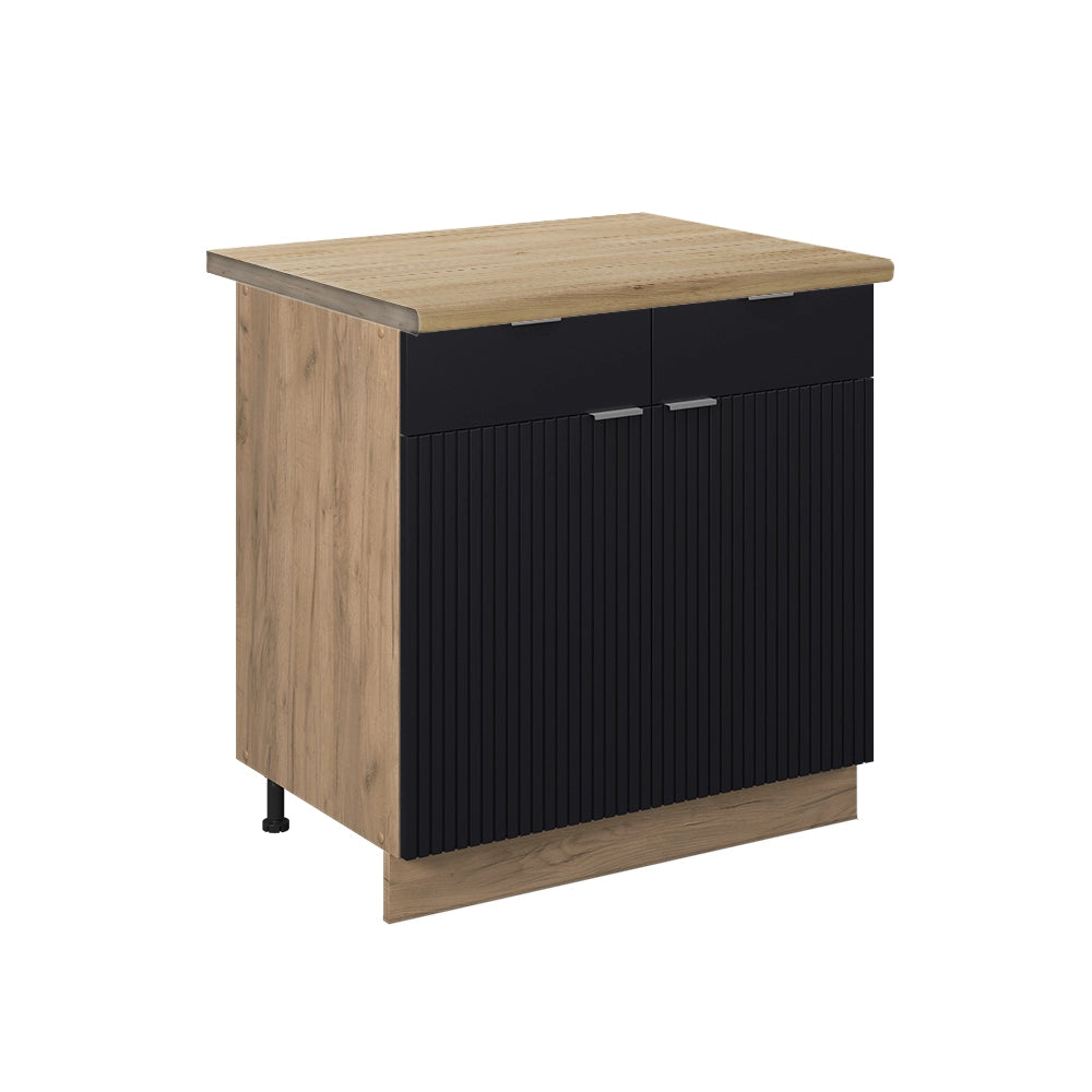 Vicco Mobiletto base per cucina Nero a righe 80 cm , PL Rovere