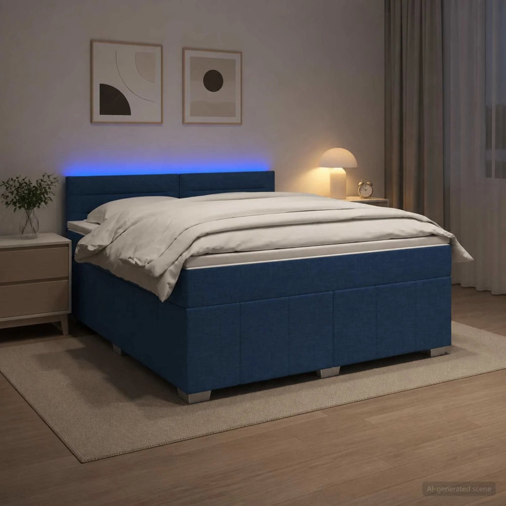 Letto box spring con materasso Blu 140 x 200 cm Tessuto 3452690