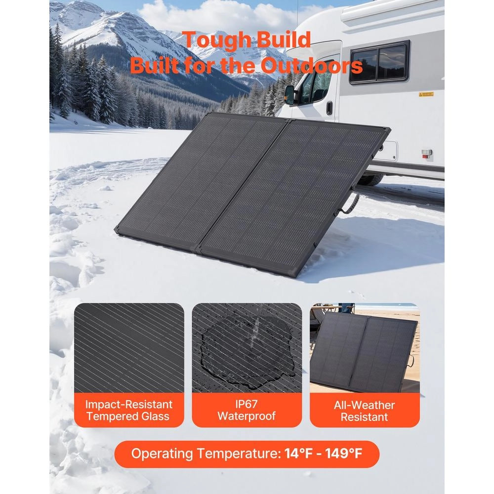 Foldable 200W Solar Panel, Portable Monocrystalline Solar Module With 30A PWM Controller, MC4 Output & Frame, 23% High Efficiency, IP67 Waterproof For Camping, Hiking & RV Travel