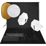 Kit per studio fotografico con illuminazione fondale e riflettore nero 02_0042472