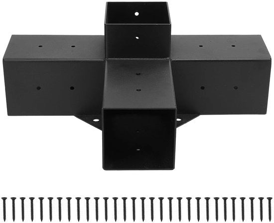 Set di pergolato completo in ghisa - Sosteggi pavimento - Angolari - Materiale legno - Verniciato - Diametro interno 9,25 cm - Incluso 8 viti