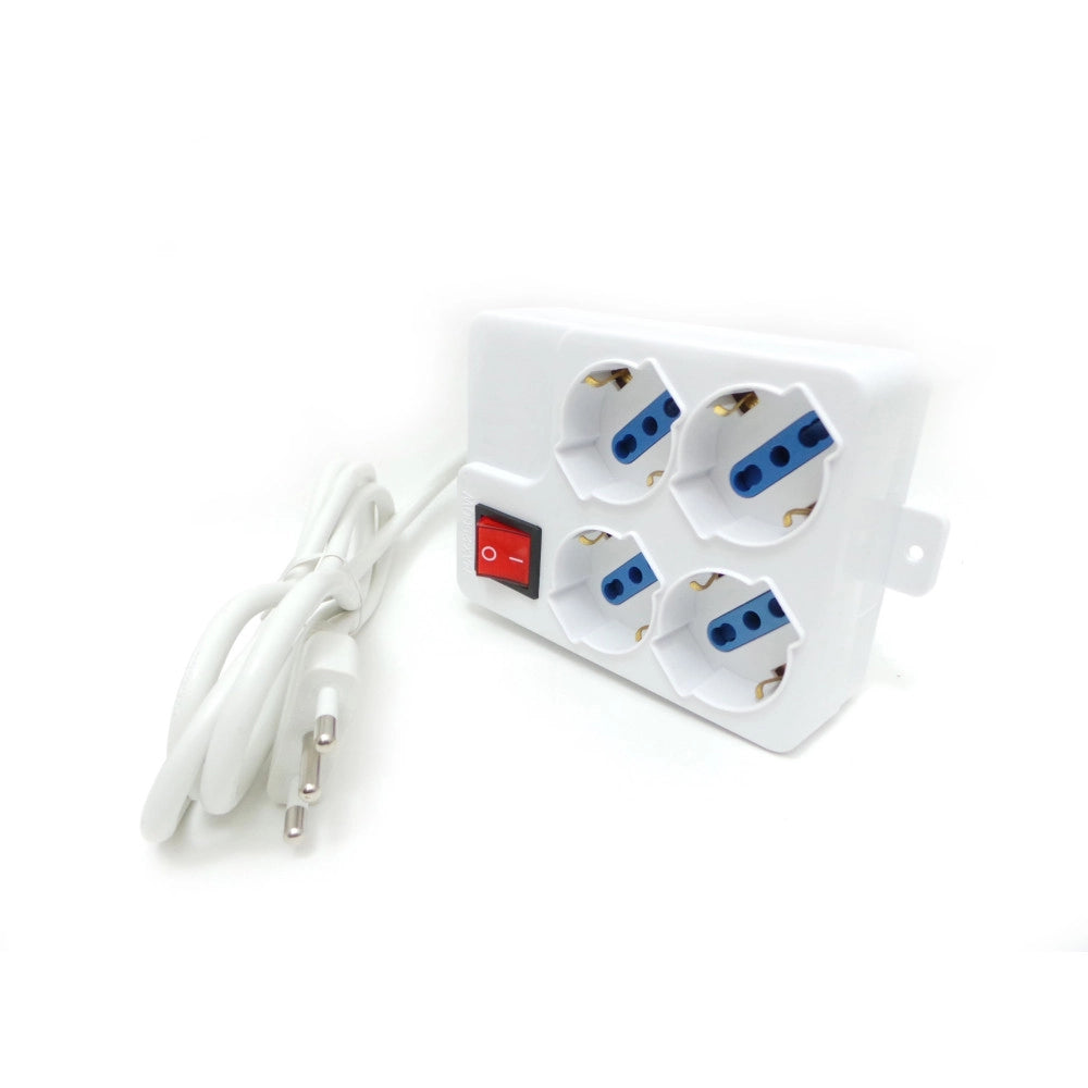 Trade Shop - Multipresa Di Corrente Per 4 Posti Schuko Con Protezione + Interruttore -