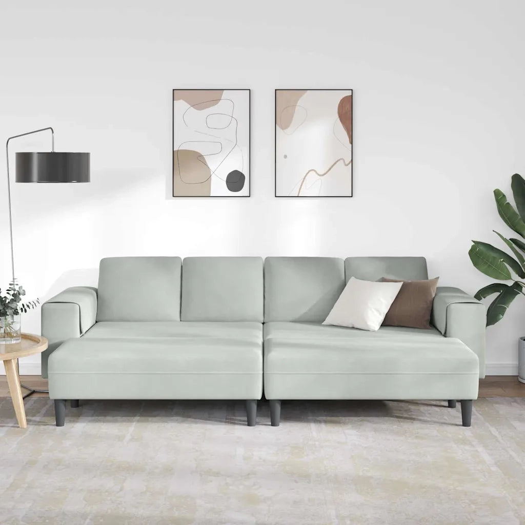 Set di divani 3 pcs Grigio chiaro Velluto