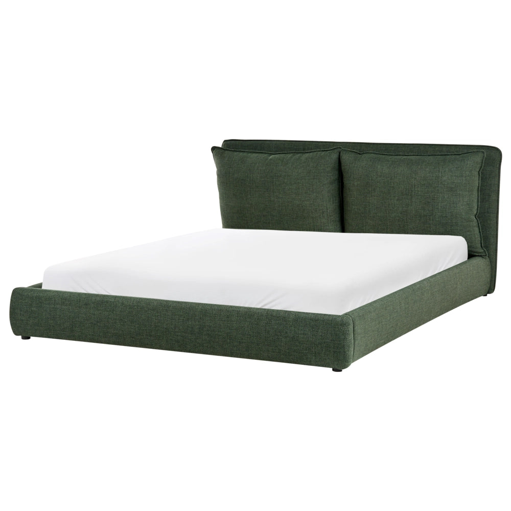 Letto matrimoniale ad acqua tessuto bouclè verde scuro 180 x 200 cm camera da letto moderna