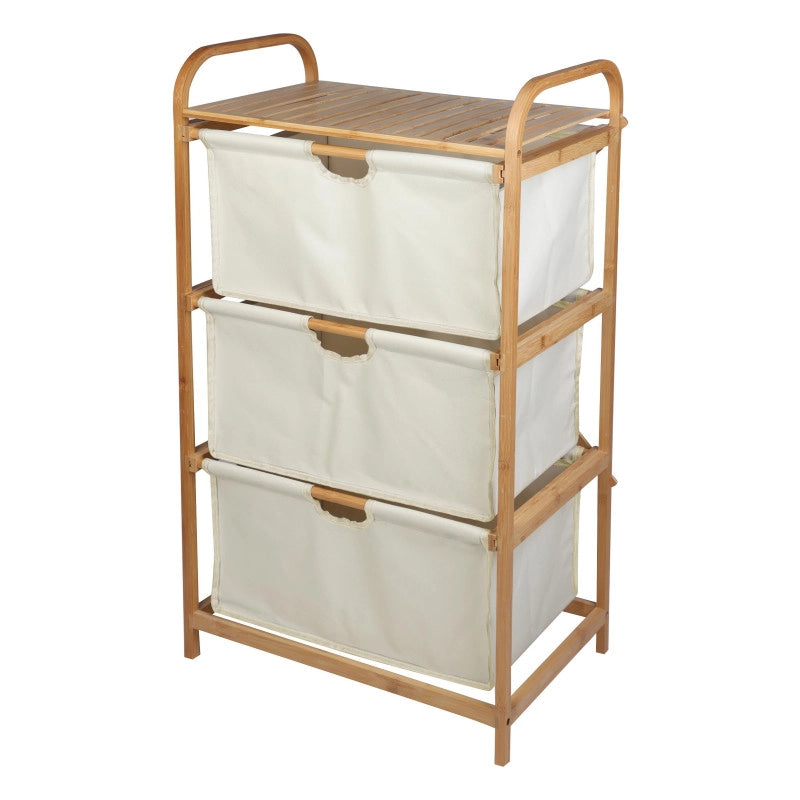 Cassettiera 3 Cassortiti Nakhon H90 Bamboo+tessuto Grigio