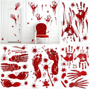 Sticker per finestra Halloween - impronte digitali sangue - impronte piedi - decorazione spaventosa - vinile acqua resistente - ideale per decorazione di festa - adesivi decorativi