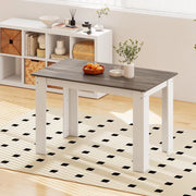 Tavolo da Pranzo Rettangolare in Legno, 120 x 70 cm, per 4-6 Persone, Scrivania per Sala da Pranzo e Cucina, Bianco + Grigio