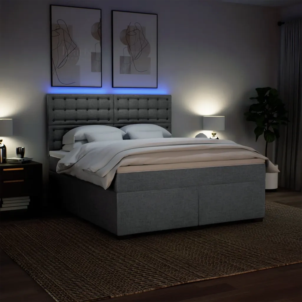 vidaXL Giroletto a Molle con Materasso Grigio Chiaro180x200 cm Tessuto