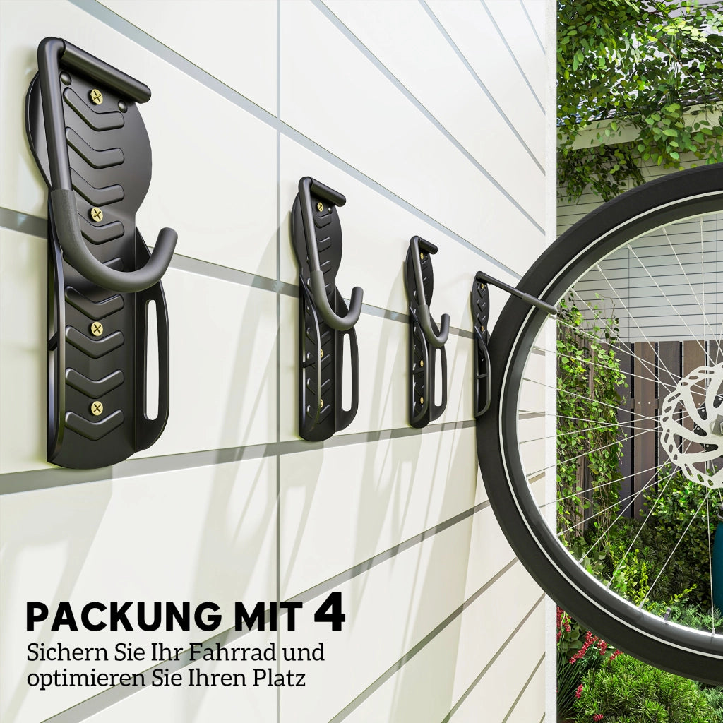 Portabiciclette a Parete 4 Biciclette ¨C Minimal ¨C Nero 30 kg