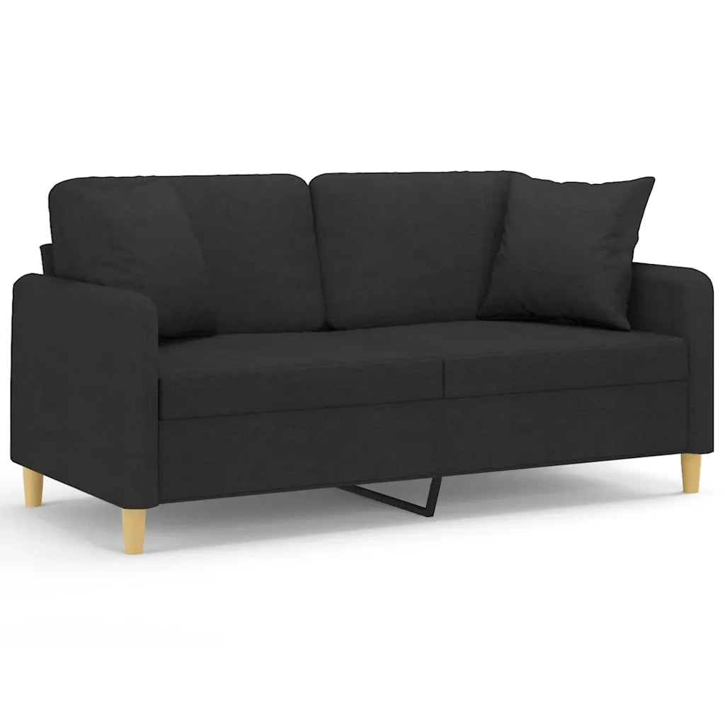 Divano a 2 Posti con Cuscini-Sofa 2 Posti con Cuscini Nero 140 cm in Tessuto 345886