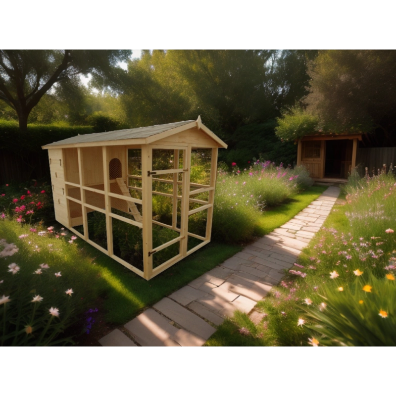 Pollaio XXXL da giardino in legno 175x348 cm – per 8-12 galline – pareti 16 mm voliera e nido di cova – PO1632 Foresta