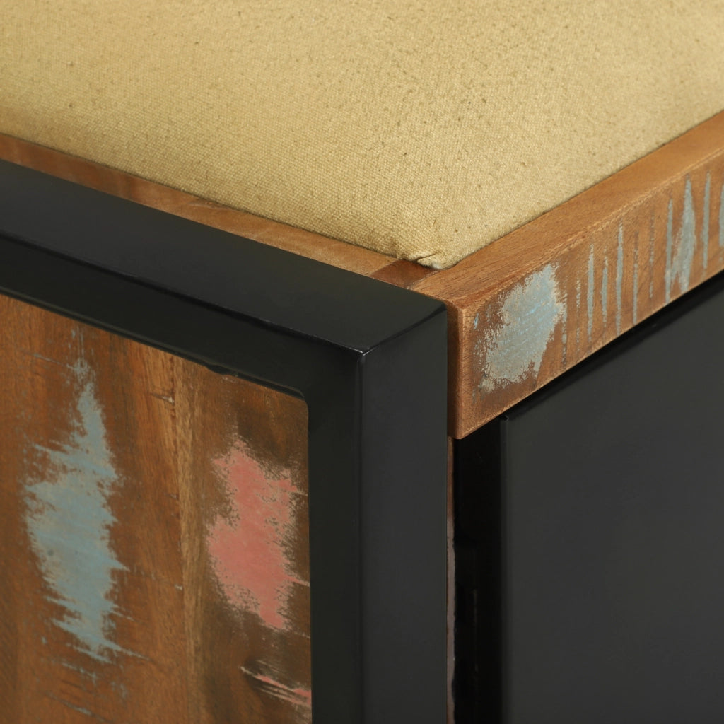 Panchina Cabinet Multicolore 100x35x50 cm Legno Massello di Recupero