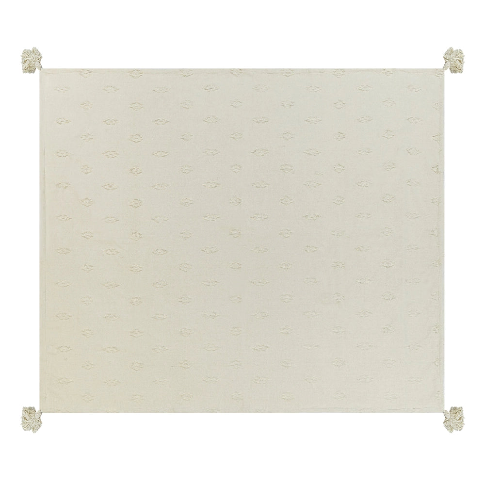 Copriletto in tessuto di cotone cinigliato beige 220 x 240 cm con frange Decorativo Biancheria da letto Design classico Camera da letto