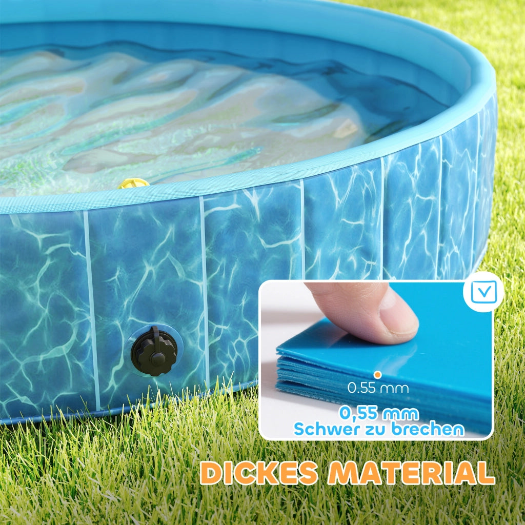 Piscina per Cani Pieghevole con Fontana e Cuscini d'Acqua ¨C Zephmum ¨C Blu ?160x30 cm