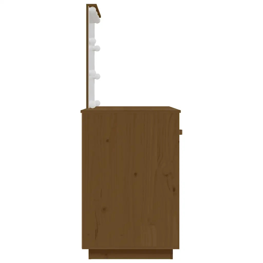 Toeletta | Tavolo da Trucco con LED ambra 95x50x133,5cm in Legno Massello di Pino