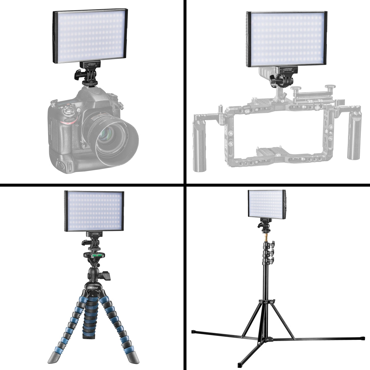 LED Niova 150 Bi Color Luce fotografica per video con batteria inclusa, lampada on-camera 15 W, temperatura colore regolabile 3200-566 K, dimmerabile