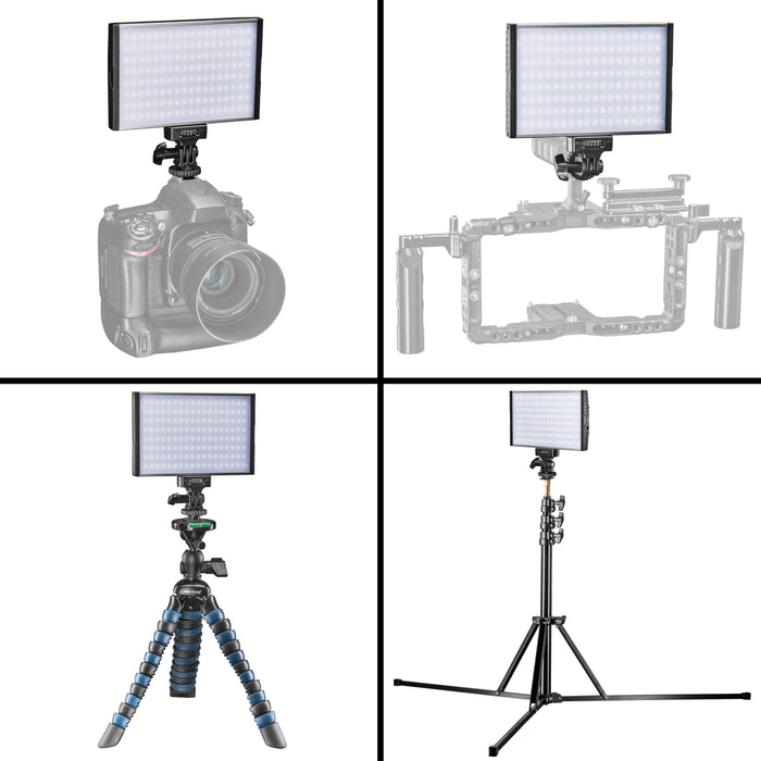 LED Niova 150 Bi Color Luce fotografica per video con batteria inclusa, lampada on-camera 15 W, temperatura colore regolabile 3200-566 K, dimmerabile