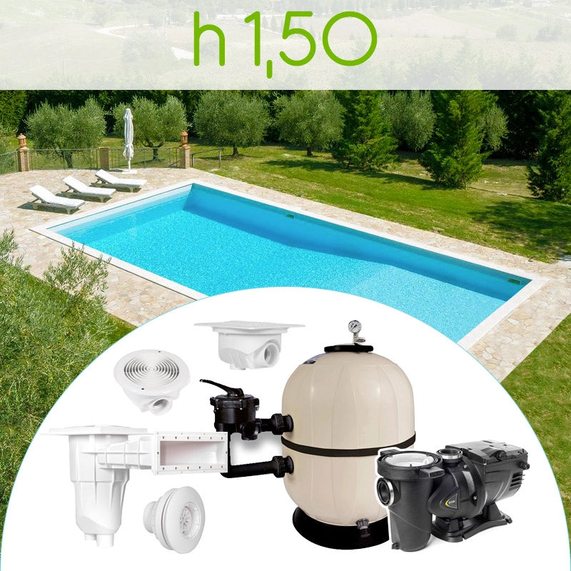 Kit componenti per piscina in cemento armato ARIZONA 6,00 x 3,00 h 1,50 m