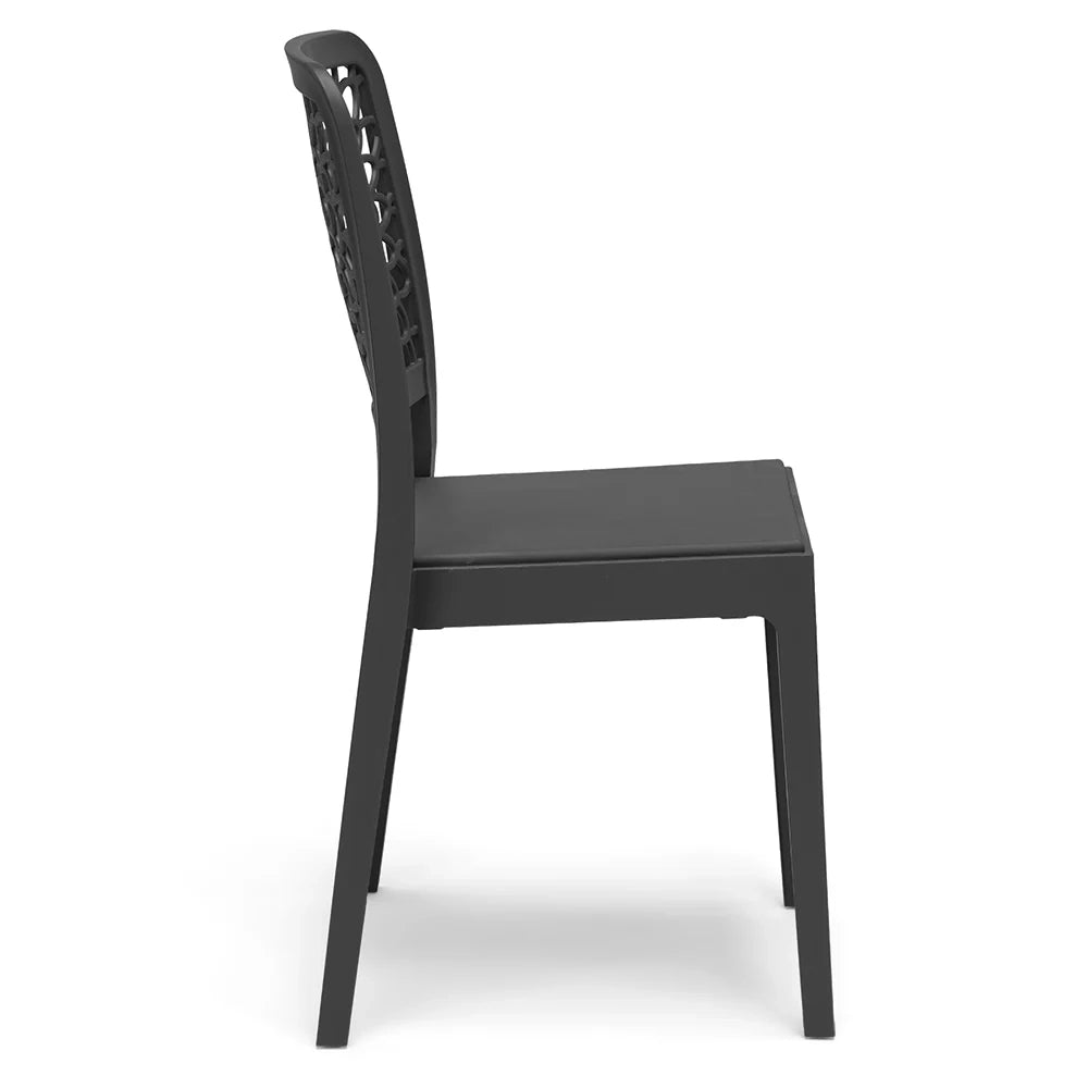 Sedia in polipropilene TICHE, impilabile, resistente ai raggi UV, design moderno, ideale per sala da pranzo, cucina, sala d’attesa, bar, ristoranti o giardino, colore Antracite