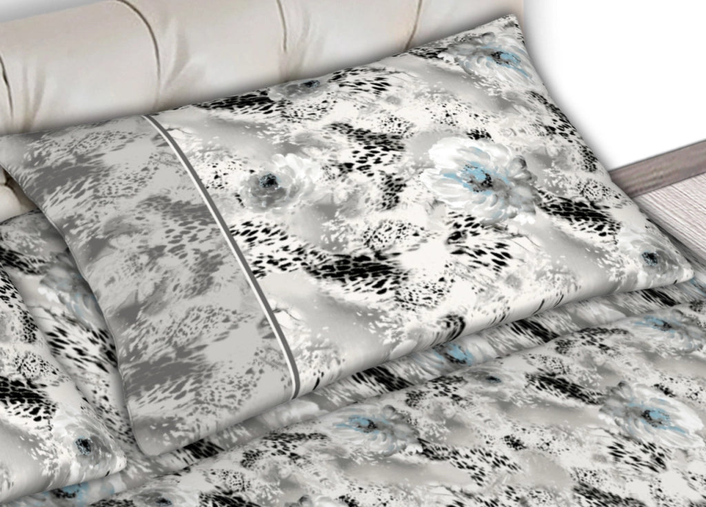 Completo Lenzuola Letto 100% Cotone Made Italy Disegno Animalier CN - Singolo - Grigio