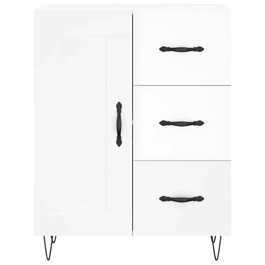 Buffet credenza cassettiera mobiletto mobile contenitore organizer per cucina soggiorno finitura lucida 69,5 x 34 x 90 cm legno ingegnerizzato bianco 02_0030693