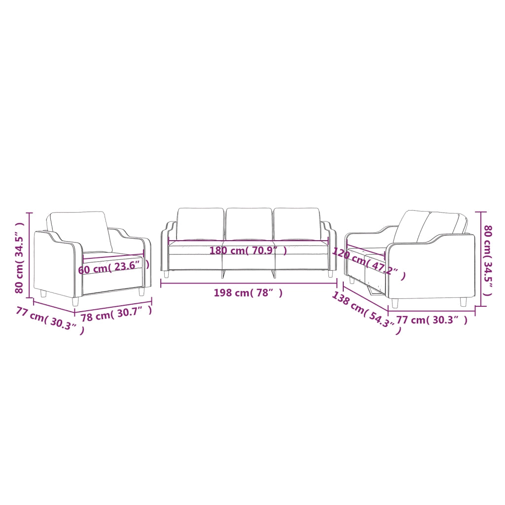 Set di Divani 3 pz con Cuscini Grigio Chiaro in Tessuto 3201770