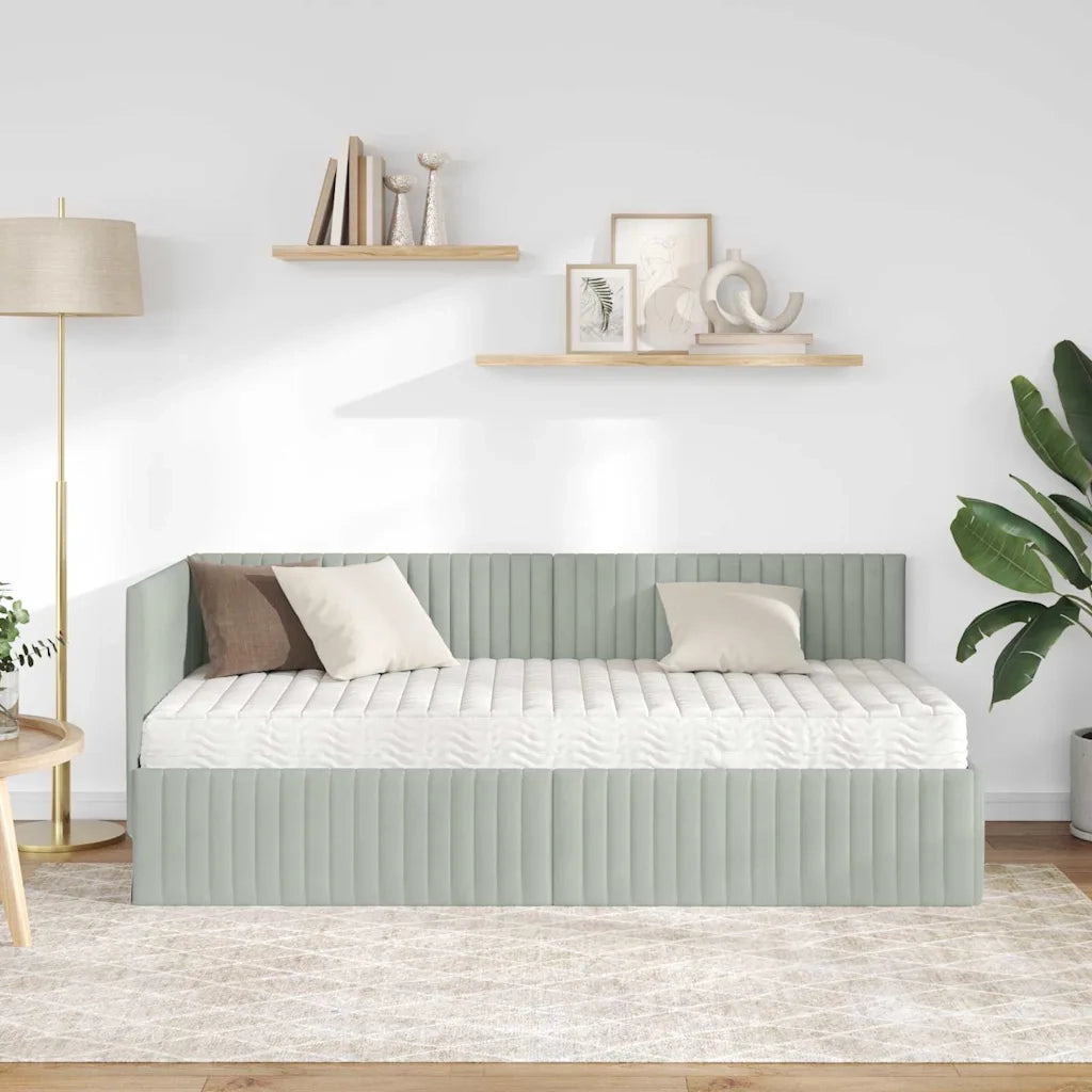 Struttura Letto Angolare con Materasso 2 pcs Grigio chiaro 3393808