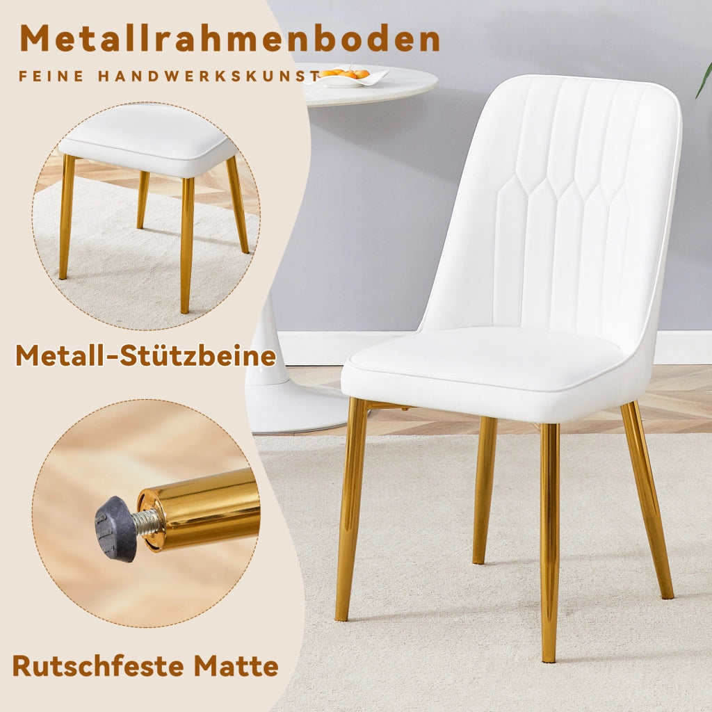 SEDIA da pranzo ergonomica 89 cm PU bianco oro