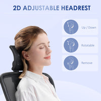 Sedia da Ufficio Ergonomica con Altezza Regolabile Supporto Lombare e Poggiatesta 66x61x106-116 cm  Nero